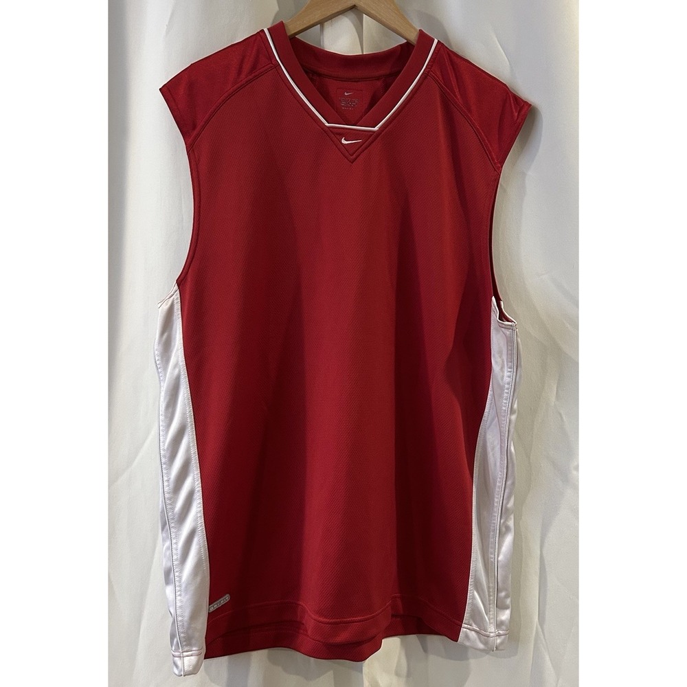 Vtg Nike Basketball Jerseys Men XL Red Dri-Fit Center Swoosh Tank Top‎